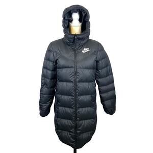 Nike Long Down Reversible Black White Packable Lightweight Jacket Size Small